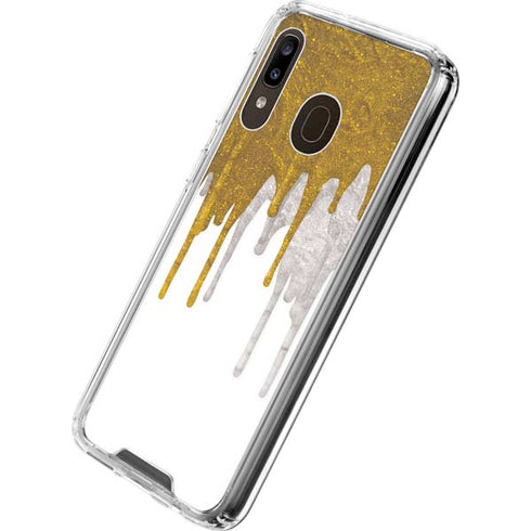 Paint Splatter Gold Galaxy A30 Clear Case