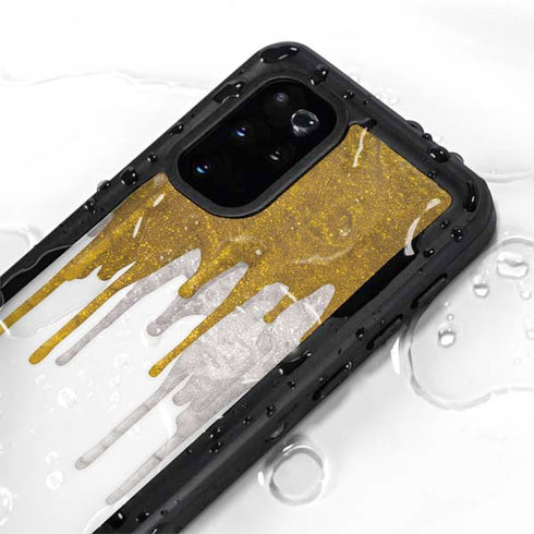 Paint Splatter Gold Galaxy S20 Plus Waterproof Case