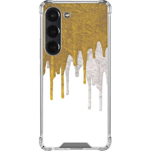 Paint Splatter Gold Galaxy S23 Clear Case