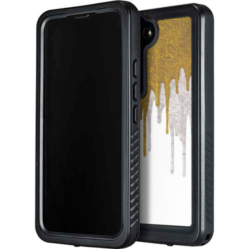 Paint Splatter Gold Galaxy S23 Plus Waterproof Case