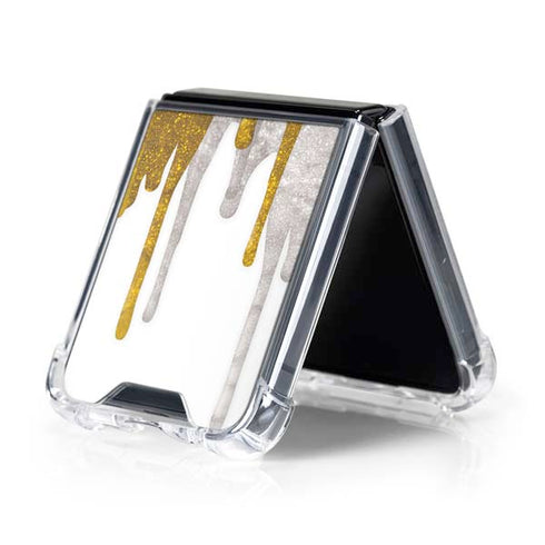 Paint Splatter Gold Galaxy Z Flip5 5G Clear Case