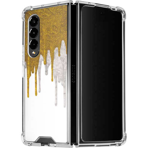 Paint Splatter Gold Galaxy Z Fold4 5G Clear Case