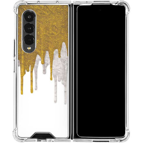 Paint Splatter Gold Galaxy Z Fold4 5G Clear Case