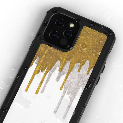 Paint Splatter Gold iPhone 12 Pro Waterproof Case