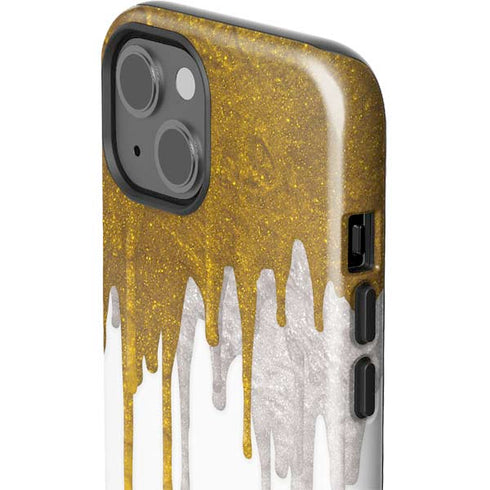 Paint Splatter Gold iPhone 15 Plus Impact Case