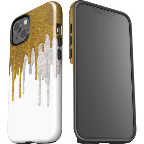 Paint Splatter Gold iPhone 15 Plus Impact Case