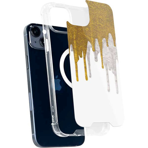 Paint Splatter Gold iPhone 15 Plus MagSafe Case