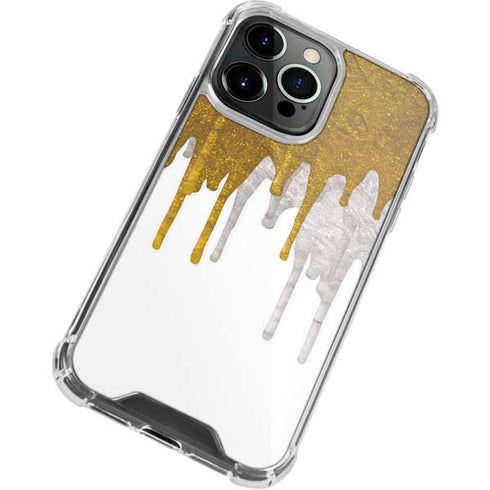 Paint Splatter Gold iPhone 15 Pro Clear Case
