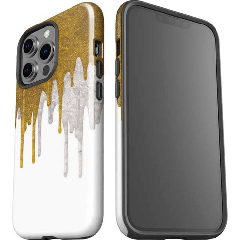 Paint Splatter Gold iPhone 15 Pro Impact Case