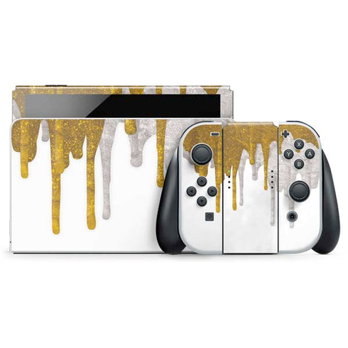 Paint Splatter Gold Nintendo Switch OLED (2021) Skin