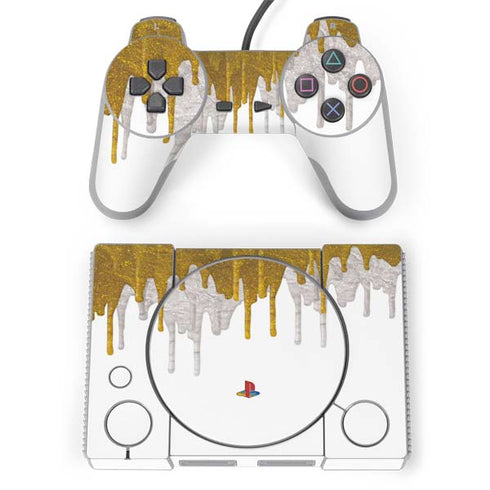 Paint Splatter Gold PlayStation Classic Bundle Skin