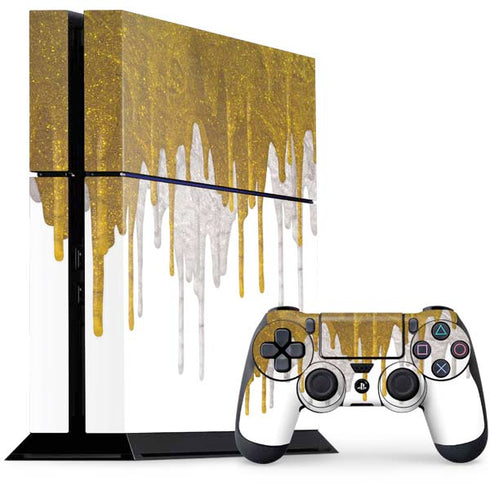 Paint Splatter Gold PS4 Console and Controller Bundle Skin