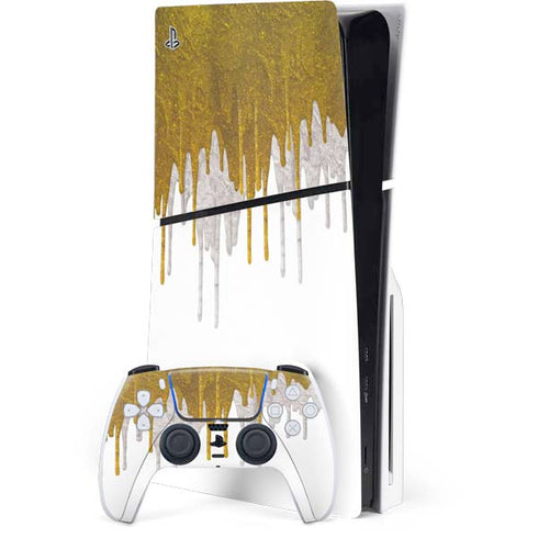 Paint Splatter Gold PS5 Slim Disk Bundle Skin