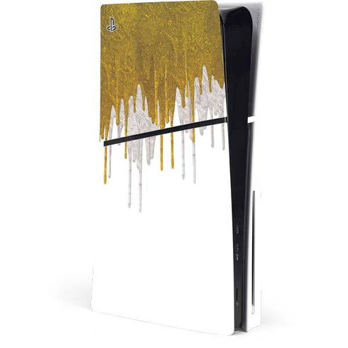 Paint Splatter Gold PS5 Slim Disk Console Skin