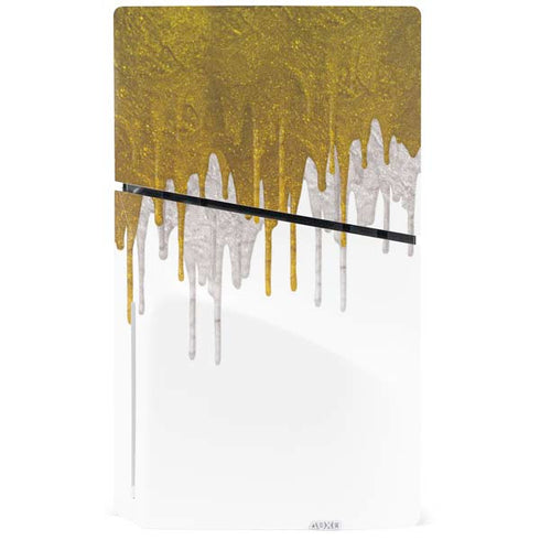 Paint Splatter Gold PS5 Slim Disk Console Skin