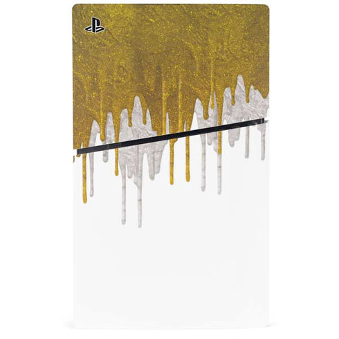 Paint Splatter Gold PS5 Slim Digital Edition Bundle Skin