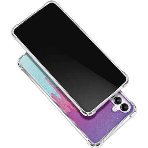 Paint Splatter Purple Galaxy A15 5G Clear Case