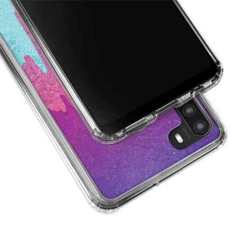 Paint Splatter Purple Galaxy A21 Clear Case