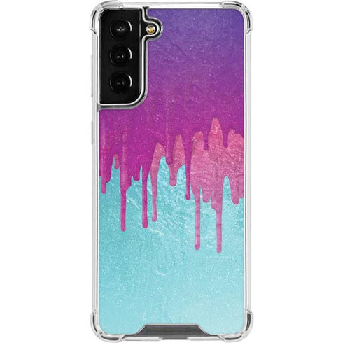 Paint Splatter Purple Galaxy S21 FE Clear Case