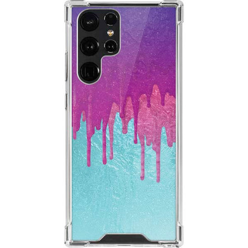 Paint Splatter Purple Galaxy S22 Ultra Clear Case