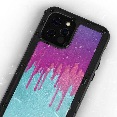 Paint Splatter Purple iPhone 12 Pro Waterproof Case