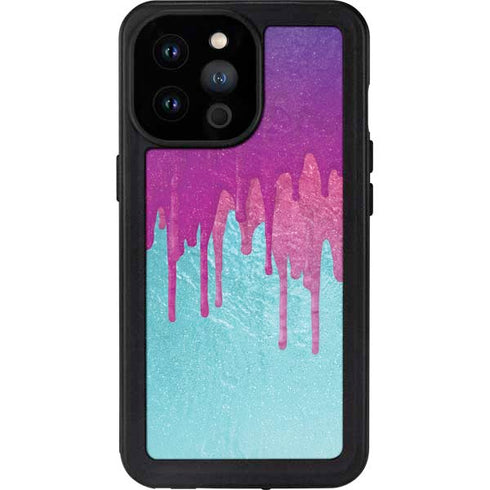 Paint Splatter Purple iPhone 14 Pro Max Waterproof Case