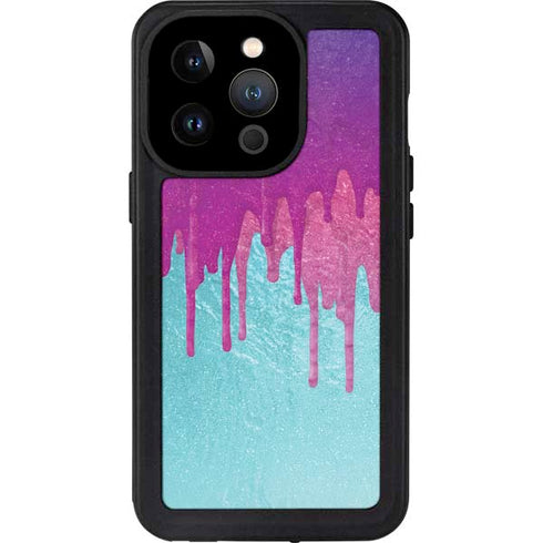 Paint Splatter Purple iPhone 14 Pro Waterproof Case