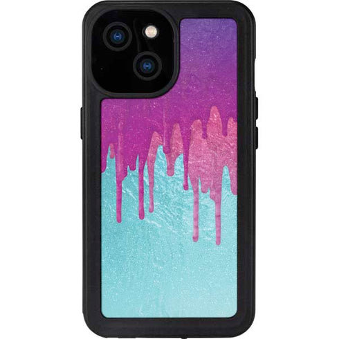 Paint Splatter Purple iPhone 15 Waterproof Case