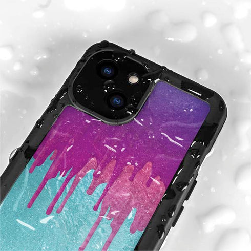 Paint Splatter Purple iPhone 15 Waterproof Case