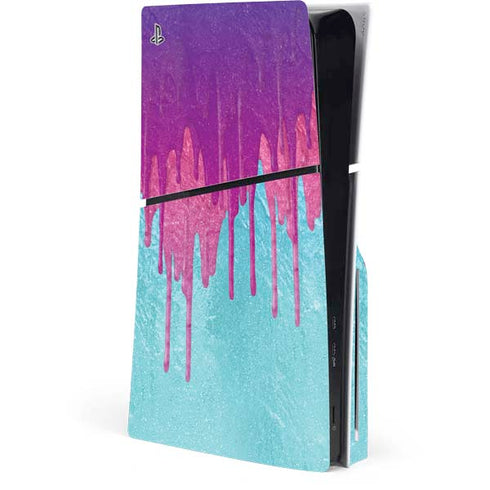 Paint Splatter Purple PS5 Slim Disk Console Skin