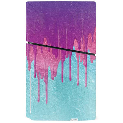 Paint Splatter Purple PS5 Slim Disk Console Skin
