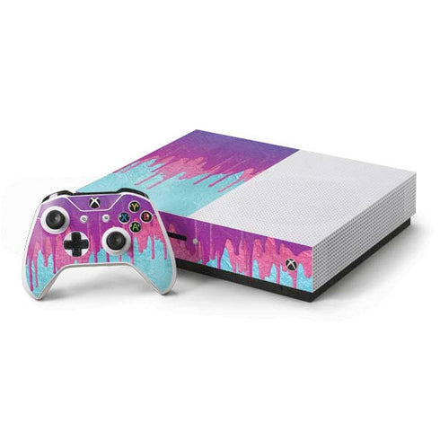 Paint Splatter Purple Xbox One S Console and Controller Bundle Skin