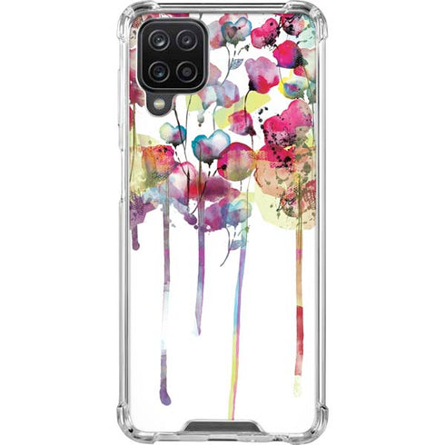 Painted Flowers Galaxy A12 Clear Case