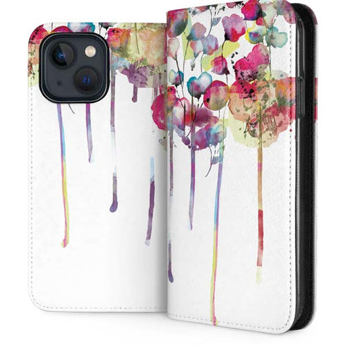 Painted Flowers iPhone 15 Plus Folio Case