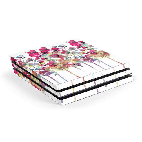 Painted Flowers PS4 Pro Console Skin