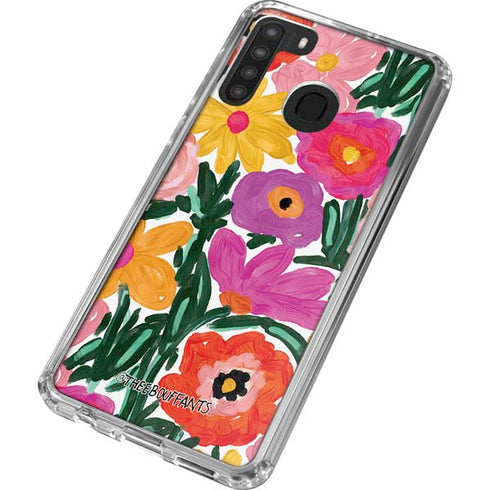 Bouffants and Broken Hearts Painterly Garden Galaxy A21 Clear Case