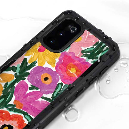 Bouffants and Broken Hearts Painterly Garden Galaxy S20 Waterproof Case