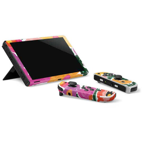 Bouffants and Broken Hearts Painterly Garden Nintendo Switch OLED (2021) Skin