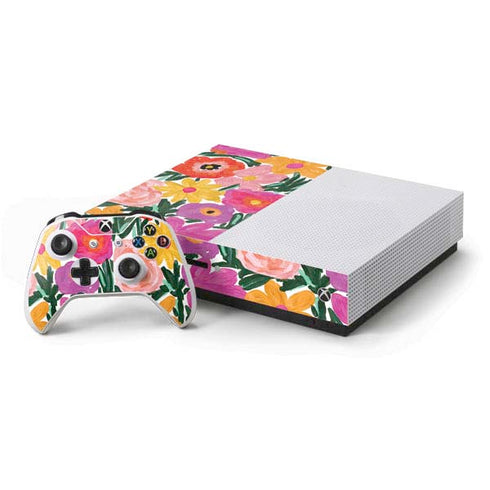 Bouffants and Broken Hearts Painterly Garden Xbox One S Console and Controller Bundle Skin