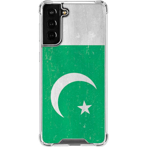 Pakistan Flag Distressed Galaxy S21 FE Clear Case