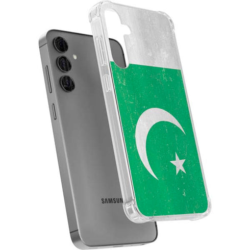 Pakistan Flag Distressed Galaxy S24 Plus Clear Case