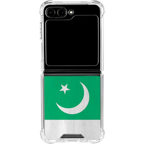 Pakistan Flag Distressed Galaxy Z Flip5 5G Clear Case