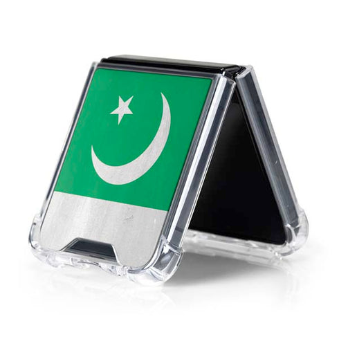 Pakistan Flag Distressed Galaxy Z Flip5 5G Clear Case