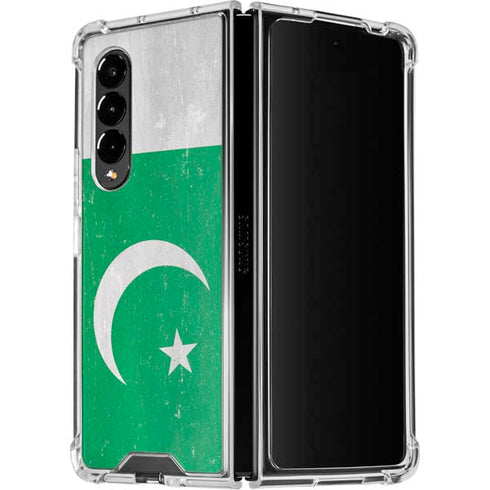 Pakistan Flag Distressed Galaxy Z Fold4 5G Clear Case