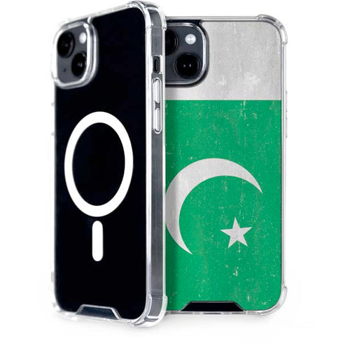 Pakistan Flag Distressed iPhone 15 Plus MagSafe Case