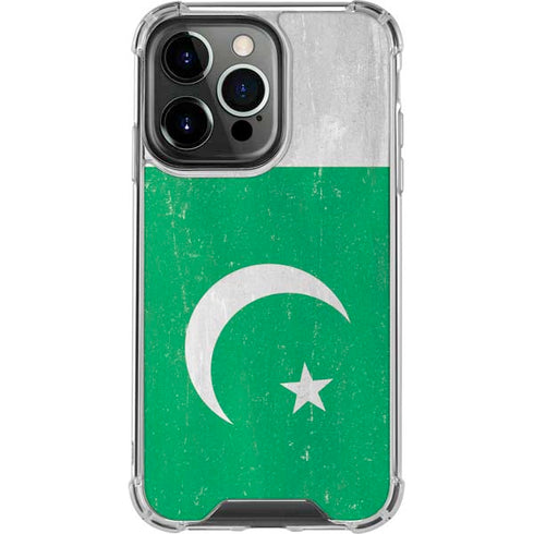 Pakistan Flag Distressed iPhone 14 Pro Clear Case