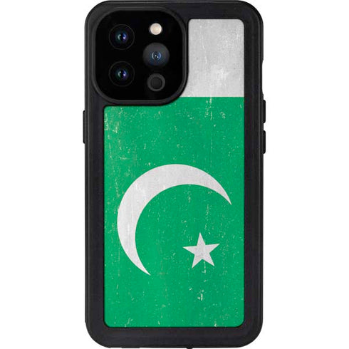 Pakistan Flag Distressed iPhone 14 Pro Max Waterproof Case