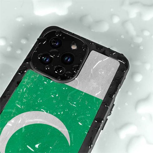 Pakistan Flag Distressed iPhone 14 Pro Max Waterproof Case