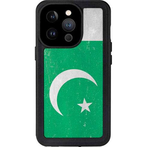 Pakistan Flag Distressed iPhone 14 Pro Waterproof Case