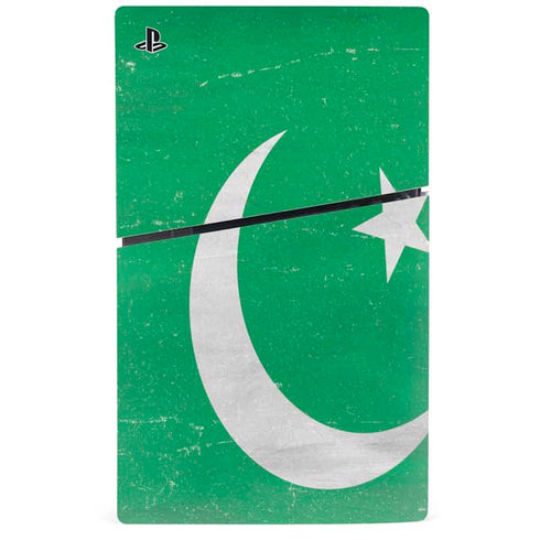 Pakistan Flag Distressed PS5 Slim Disk Console Skin